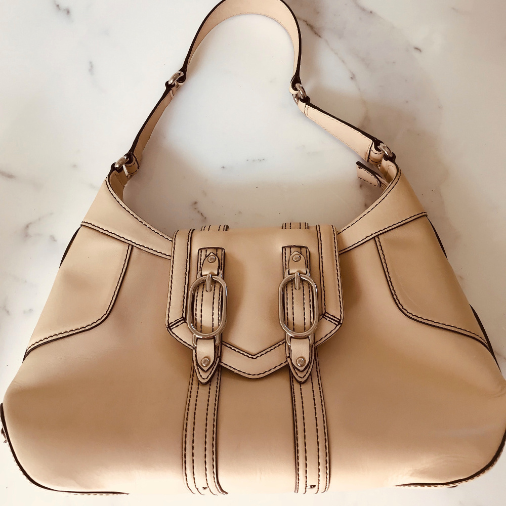 Cole Haan Beige Trinity Shoulder Bag w/Stitching